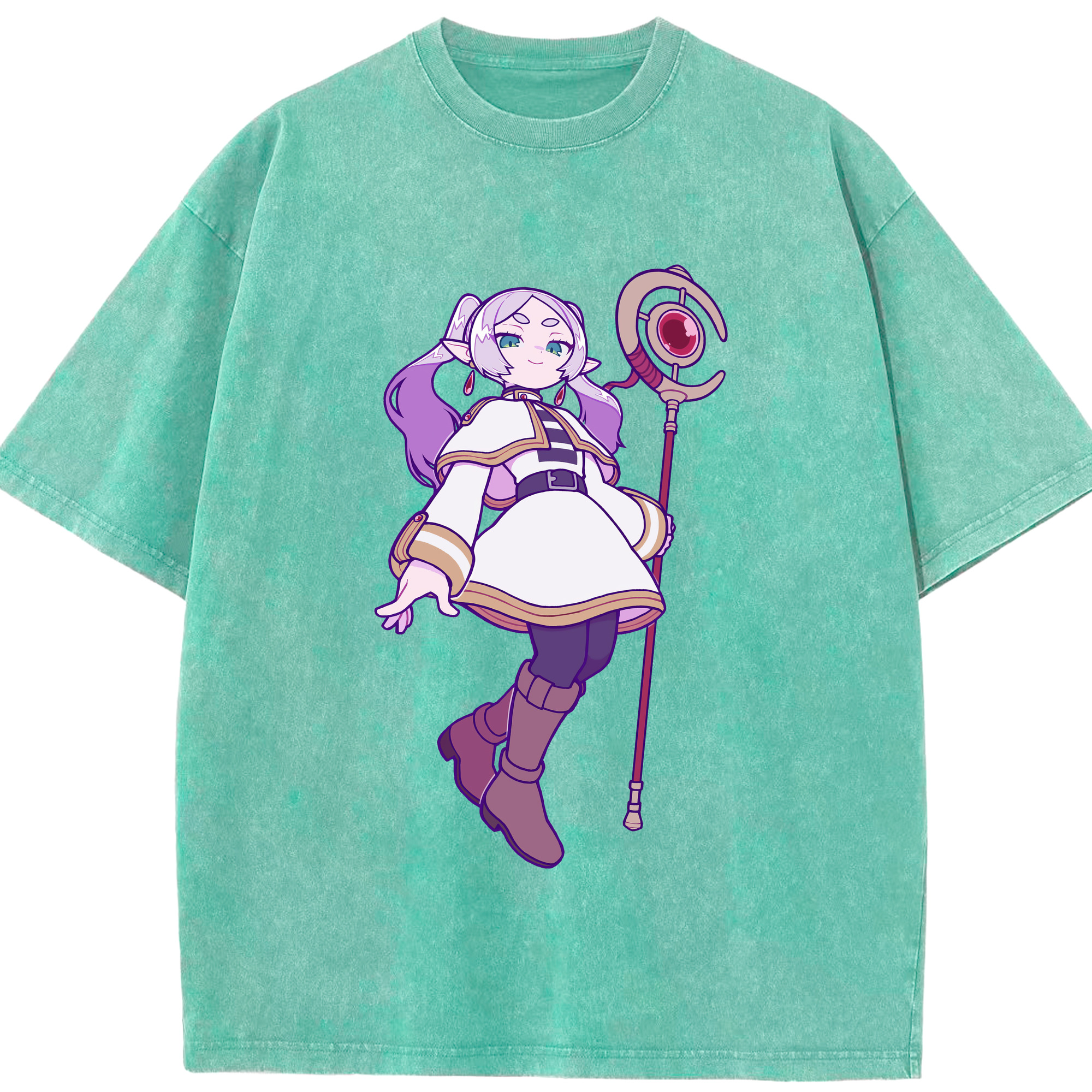 （画像用） 葬送のフリーレン Frieren 綿100% ヴィンテージ風 半袖Tシャツ（フロントプリント）